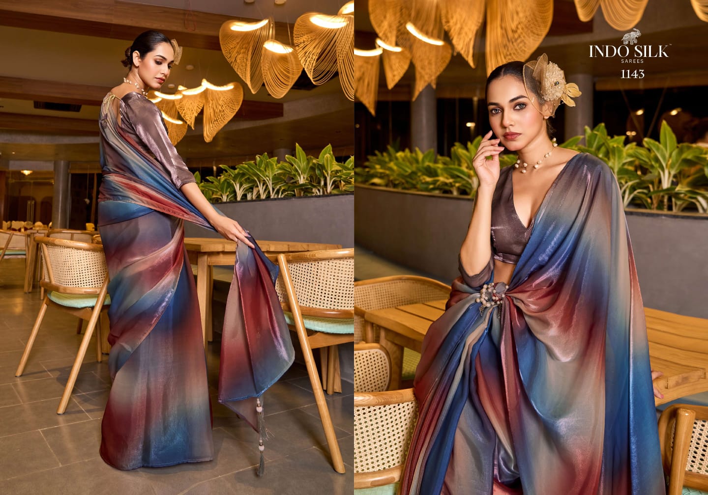 Luxe By Indo Silk Fendy Satin Party Wear Saree Wholesale Market In Surat